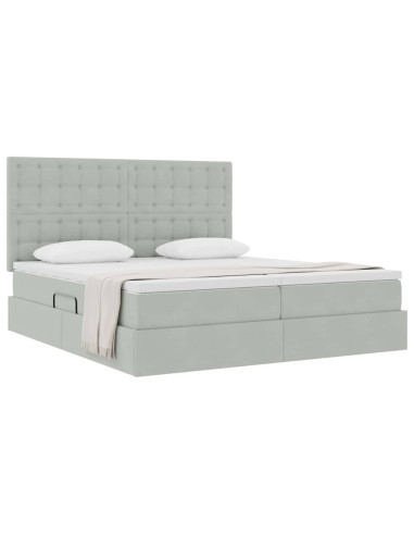 Letto con Contenitore Grigio chiaro 200 x 200 cm Velluto