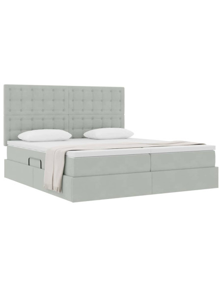 Letto con Contenitore Grigio chiaro 200 x 200 cm Velluto