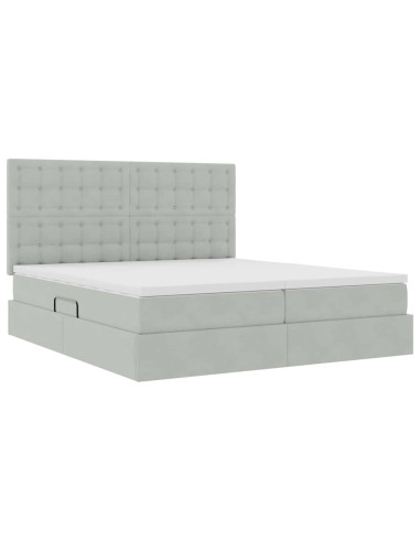 Letto con Contenitore Grigio chiaro 200 x 200 cm Velluto