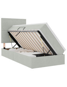 Letto con contenitore e LED Grigio chiaro 100 x 200 cm Velluto 2
