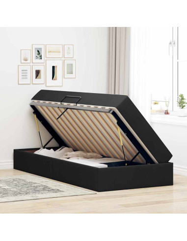 Letto con contenitore e materasso Nero 90 x 200 cm Poliestere