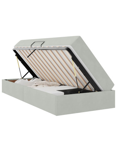 Letto con contenitore e materasso Grigio chiaro 100 x 200 cm