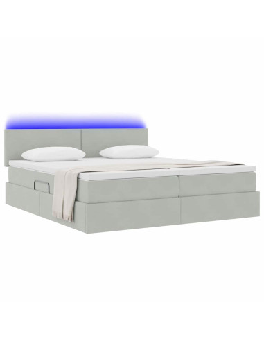 Letto con testiera Grigio chiaro 200 x 200 cm Velluto