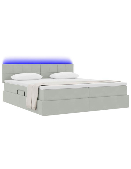 Letto con testiera Grigio chiaro 200 x 200 cm Velluto