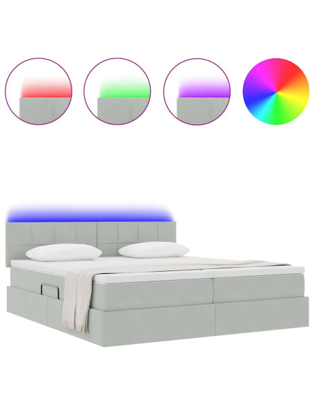 Letto con testiera Grigio chiaro 200 x 200 cm Velluto