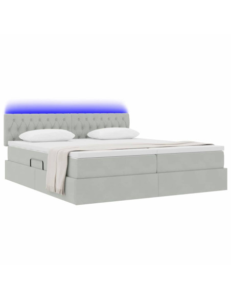 Letto con testiera Grigio chiaro 200 x 200 cm Velluto