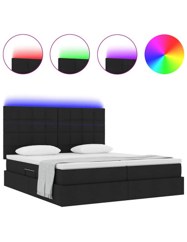 Letto con luci a strisce a LED Nero 180 x 200 cm Tessuto