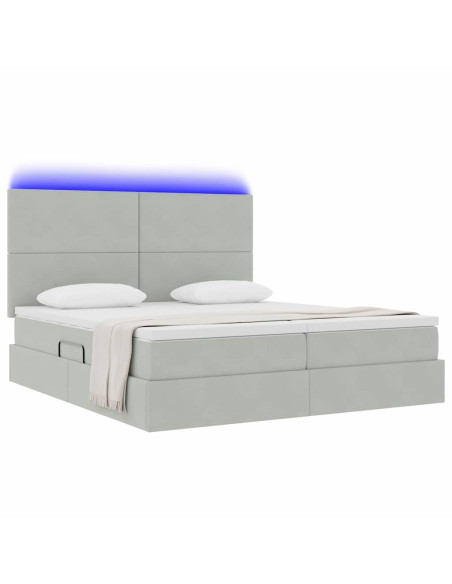 Letto con testiera Grigio chiaro 200 x 200 cm Velluto