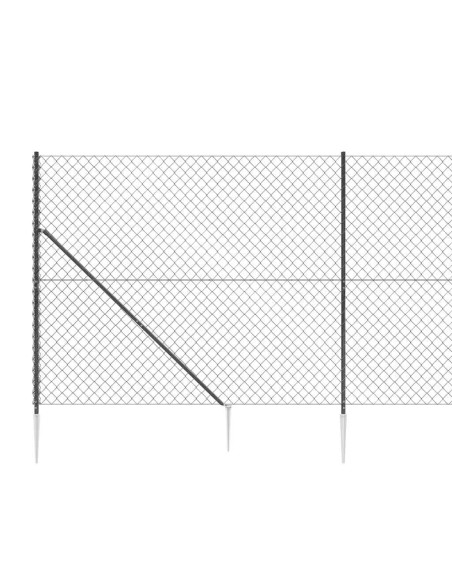 Recinzione a Rete con Picchetti Ancoraggio Antracite 2x25 m