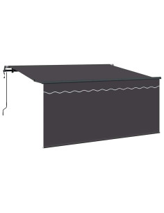 Tenda Retrattile Rigato Antracite 300 x 200 cm Tessuto 2