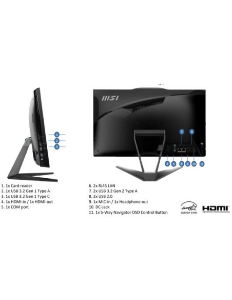 MSI PC AIO 21,5" BLACK TOUCH i3-14100 8GB 512GB SSD WIN 11 PRO