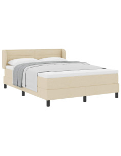 Letto a molle con materasso Crema 140 x 190 cm Tessuto 2