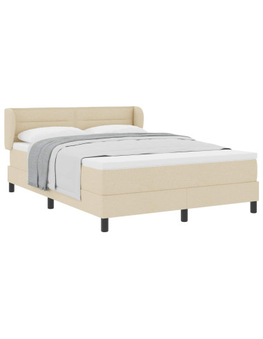 Letto a molle con materasso Crema 140 x 190 cm Tessuto