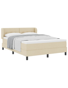 Letto a molle con materasso Crema 140 x 190 cm Tessuto 2