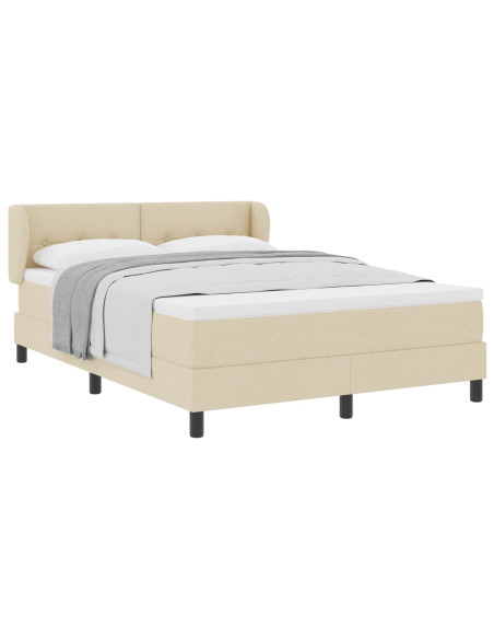 Letto a molle con materasso Crema 140 x 190 cm Tessuto