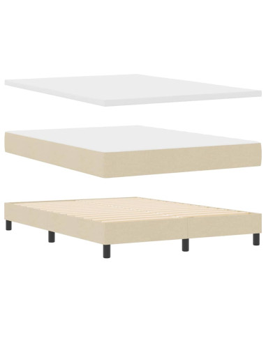 Letto a molle con materasso Crema 140 x 190 cm Tessuto