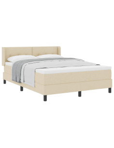 Letto a molle con materasso Crema 190 x 140 cm Poliestere 2