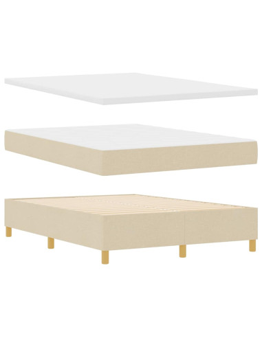 Letto a molle con materasso Crema 140 x 190 cm Tessuto