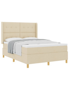 Letto a molle con materasso Crema 140 x 190 cm Tessuto 2