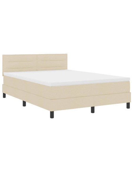 Letto a molle con materasso con led Crema 140 x 190 cm Tessuto