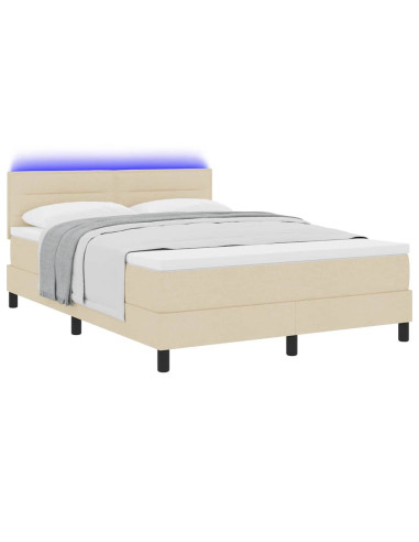 Letto a molle con materasso con led Crema 140 x 190 cm Tessuto