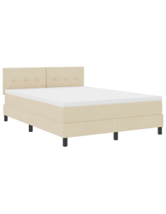 Letto a molle con materasso con led Crema 140 x 190 cm Tessuto 2