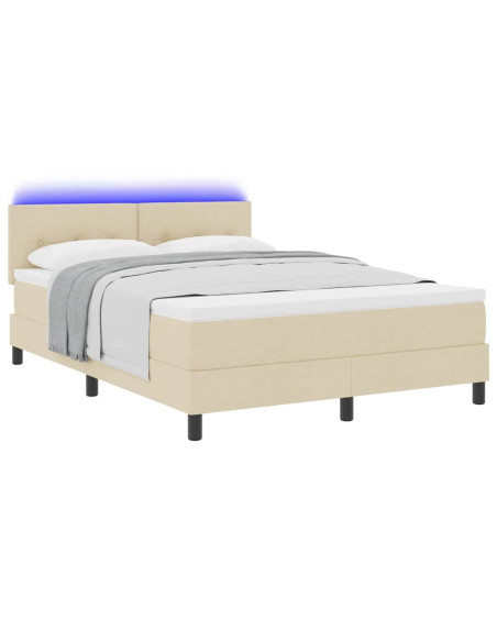Letto a molle con materasso con led Crema 140 x 190 cm Tessuto