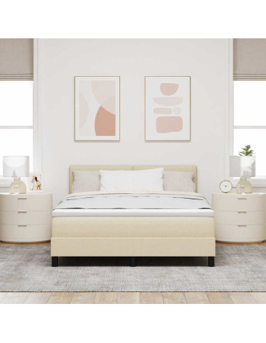 Letto a molle con materasso con led Crema 140 x 190 cm Tessuto