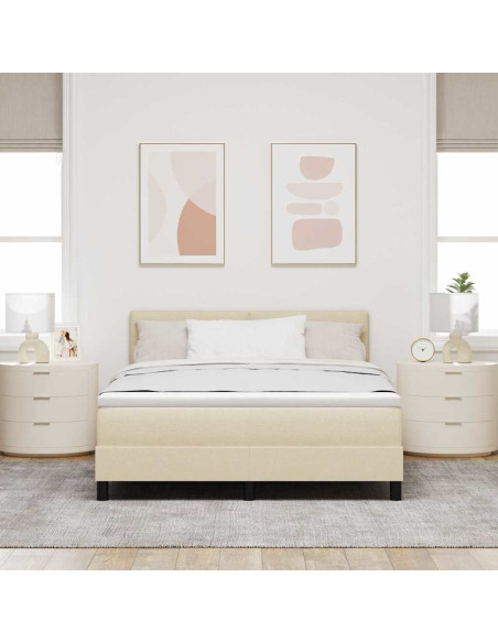 Letto a molle con materasso con led Crema 140 x 190 cm Tessuto