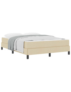 Letto a molle con materasso Crema 140 x 190 cm Tessuto 2
