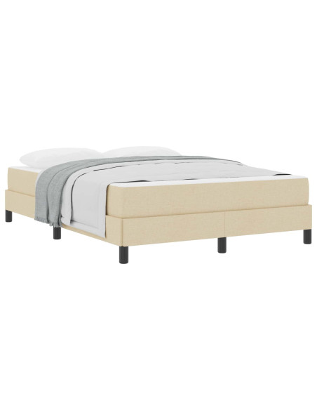 Letto a molle con materasso Crema 140 x 190 cm Tessuto