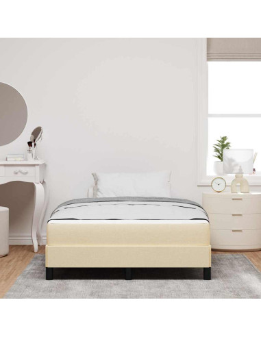 Letto a molle con materasso Crema 140 x 190 cm Tessuto