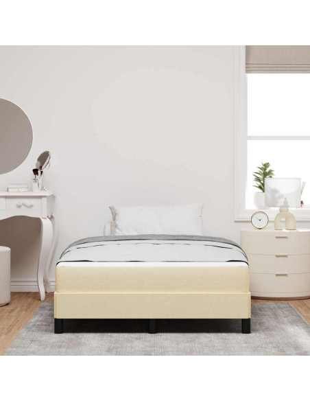 Letto a molle con materasso Crema 140 x 190 cm Tessuto