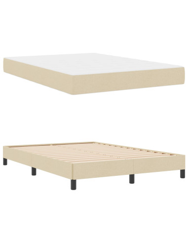 Letto a molle con materasso Crema 140 x 190 cm Tessuto