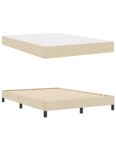 Letto a molle con materasso Crema 140 x 190 cm Tessuto