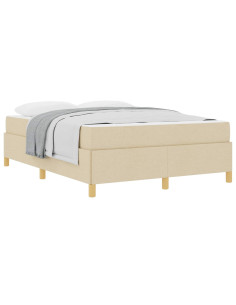 Struttura del letto con materasso Crema 140 x 190 cm Tessuto 2