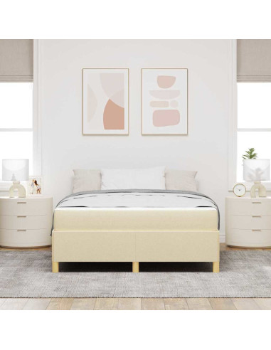 Struttura del letto con materasso Crema 140 x 190 cm Tessuto