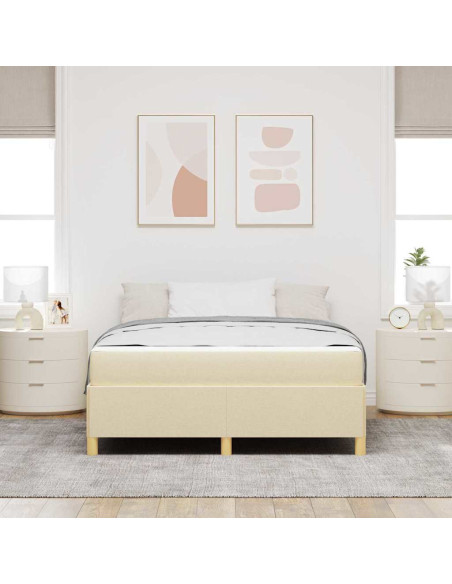 Struttura del letto con materasso Crema 140 x 190 cm Tessuto