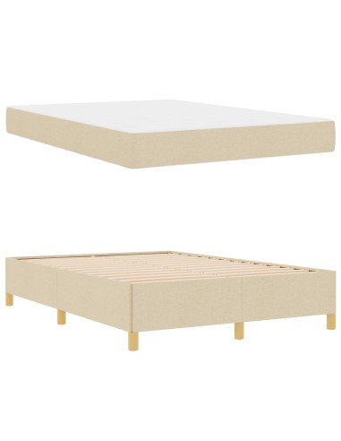 Struttura del letto con materasso Crema 140 x 190 cm Tessuto