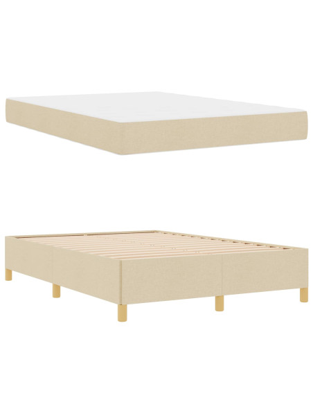 Struttura del letto con materasso Crema 140 x 190 cm Tessuto