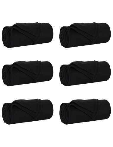 Coperte da Pile 6 pcs Nero 240 x 220 cm Panno