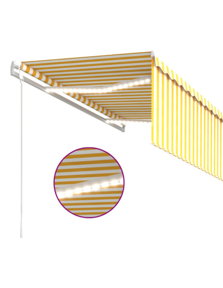 Tenda Automatica con LED Sensore Vento 3x2,5 m Giallo Bianco