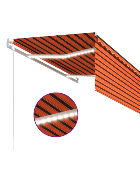 Tenda Automatica LED Sensore Vento 3,5x2,5m Arancione Marrone