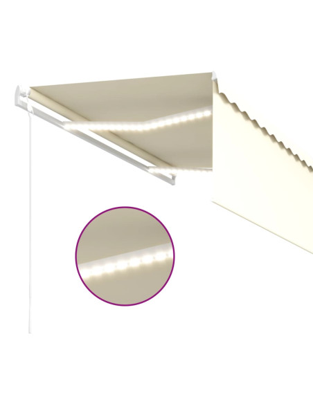 Tenda Automatica Parasole LED Sensore Vento 3,5x2,5cm Crema