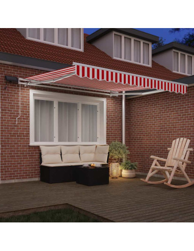 Tenda Retrattile Rosso e Bianco 350 x 250 cm Tessuto e acciaio