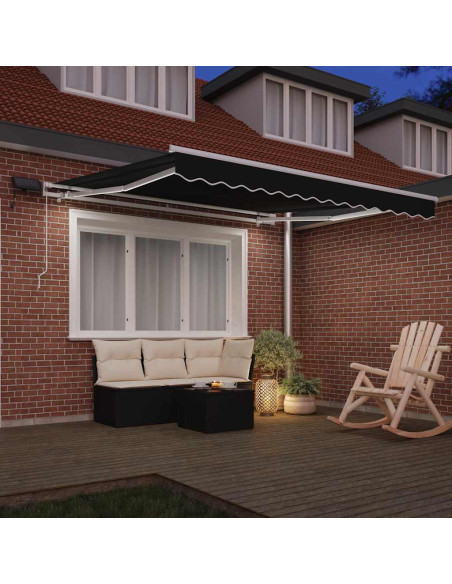 Tenda Retrattile Nero 350 x 250 cm Tessuto e acciaio
