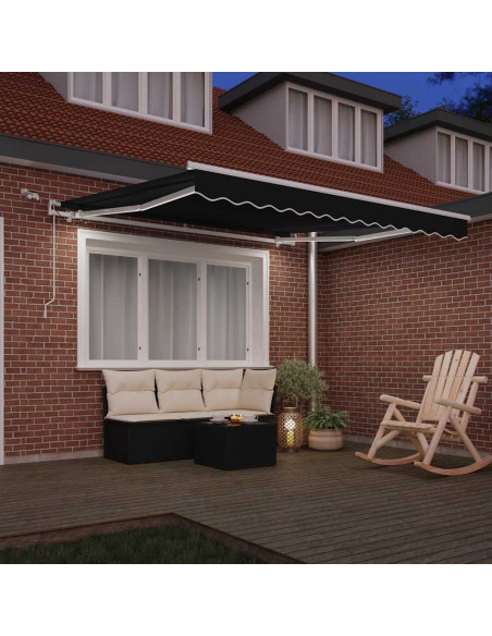 Tenda Retrattile Nero 350 x 250 cm Poliestere e Metallo