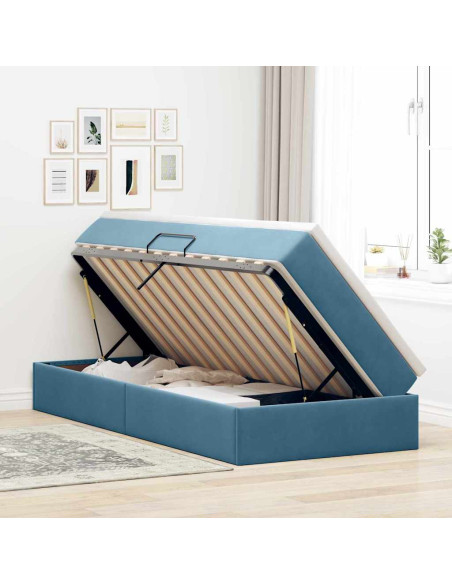 Letto con contenitore e materasso Blu Scuro 100 x 200 cm
