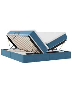 Letto con contenitore e materasso Blu Scuro 200 x 200 cm 2
