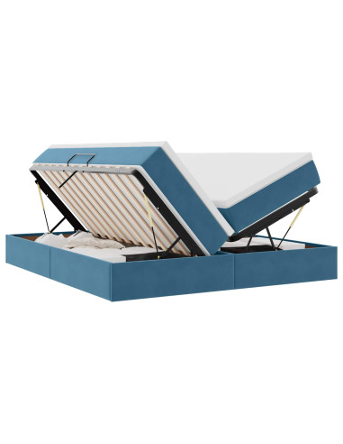 Letto con contenitore e materasso Blu Scuro 200 x 200 cm
